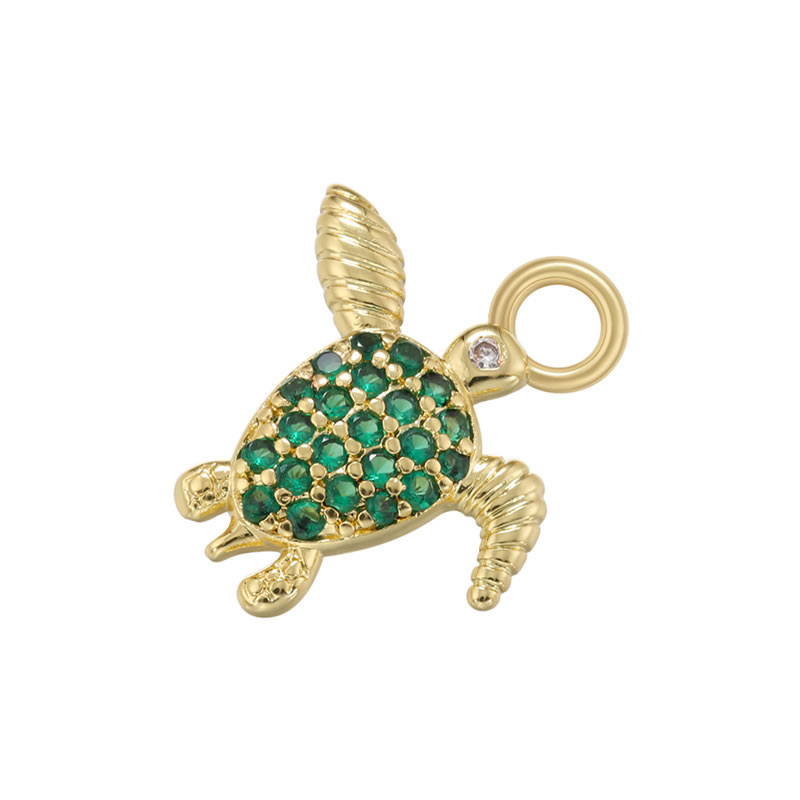 Fashion Golden Green Diamond Turtle Copper And Diamond Turtle Pendant Accessory