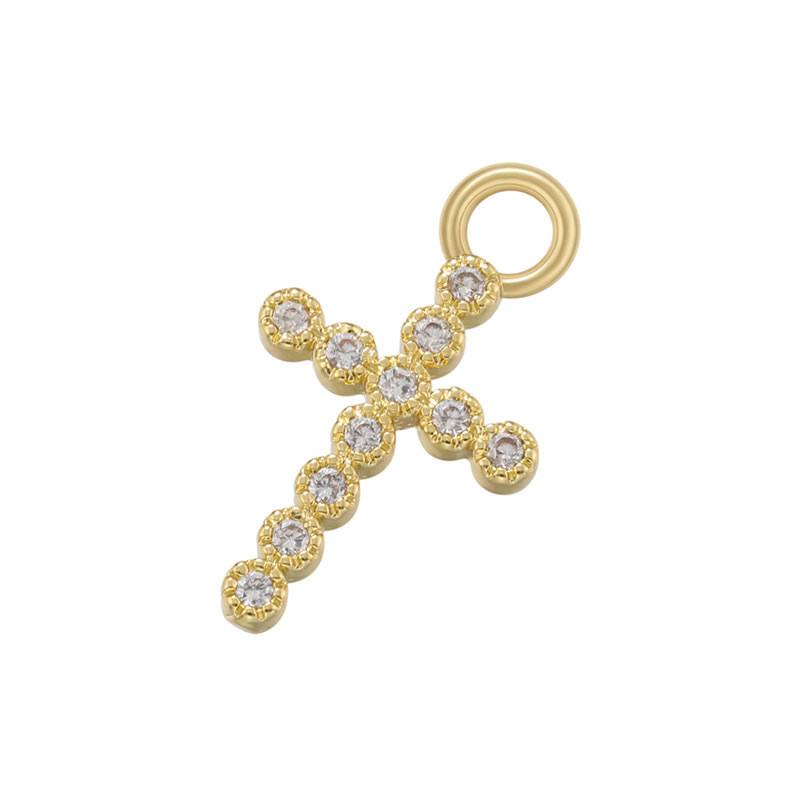 Fashion Golden White Diamond Cross Brass Diamond Cross Pendant Accessories