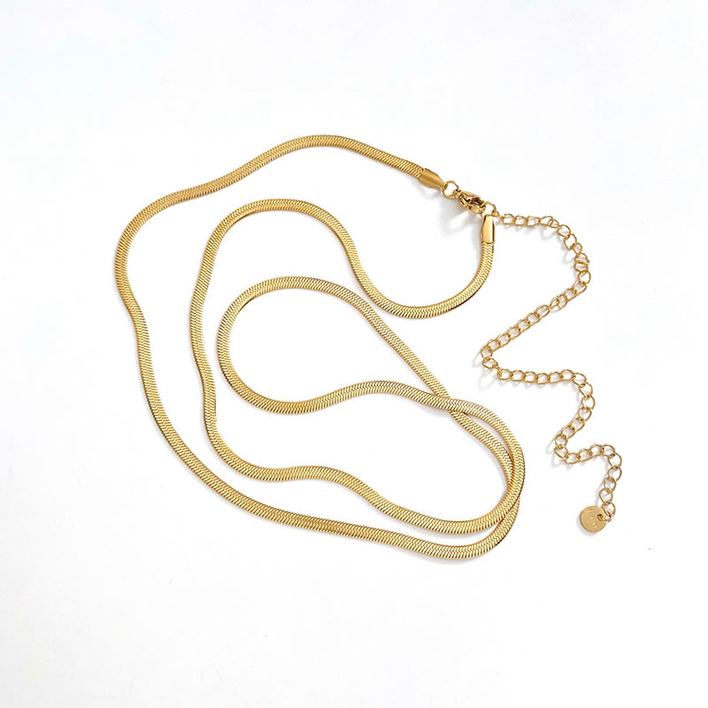 Fashion Single Layer Gold Stainless Steel Snake Waist Chain