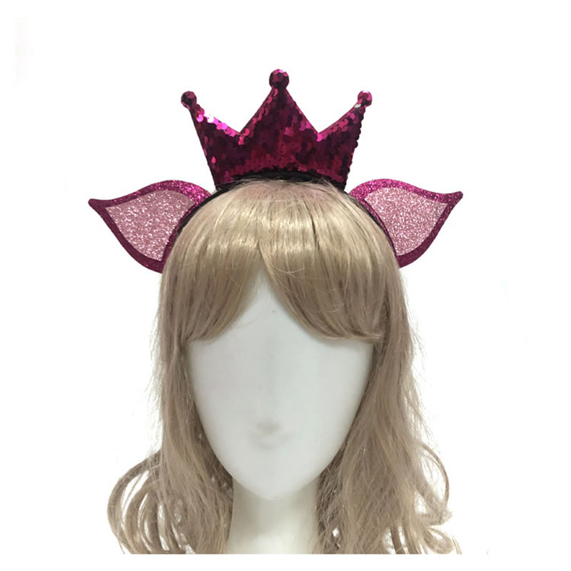 Fashion Rose Red Felt Shimmer Crown Headband