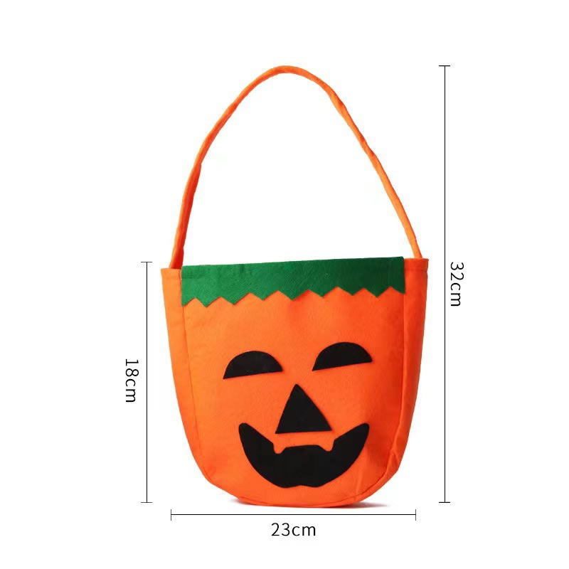 Fashion Nonwoven Green Leaf Pumpkin Bag Non-woven Pumpkin Large Capacity Portable Candy Bag