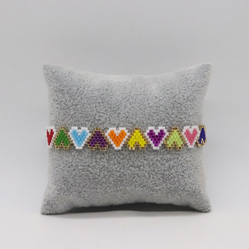 Fashion 4# Rice Bead Woven Heart Bracelet