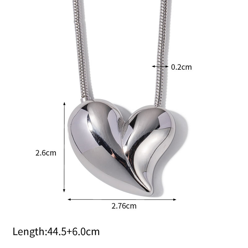 Fashion 6# Titanium Steel Heart Necklace
