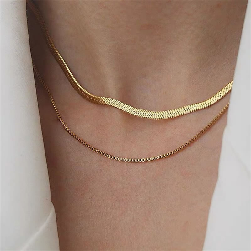 Fashion 3# Alloy Snake Chain Double Layer Necklace