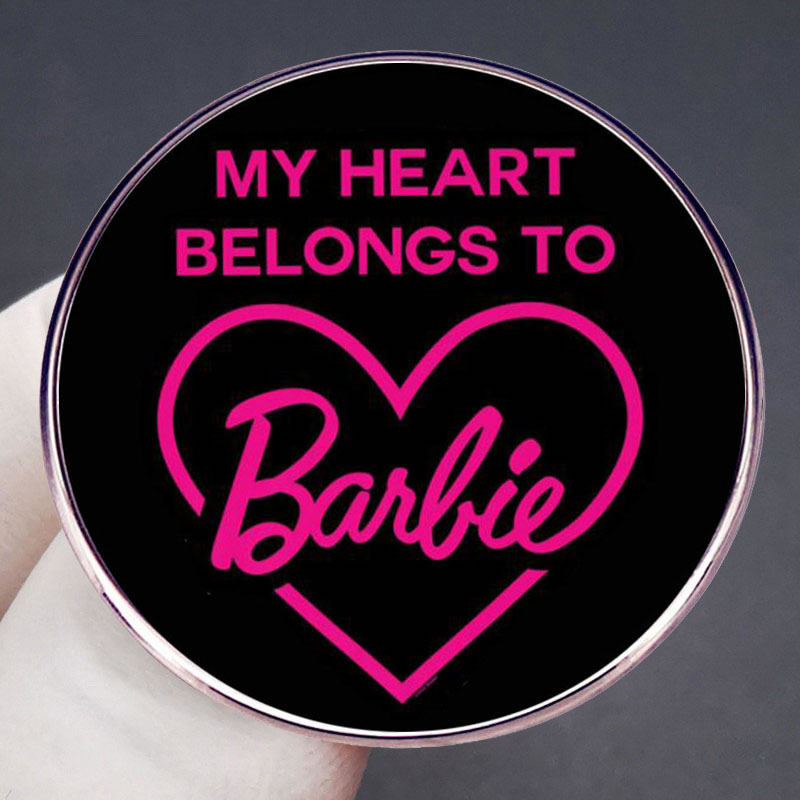 Fashion My Heart Belongs To Barbie Alloy Lacquer Geometric Brooch