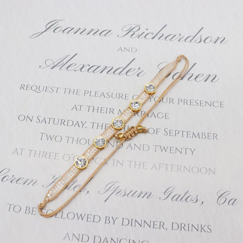 Fashion 4# Beads Braided Round Diamond Bracelet