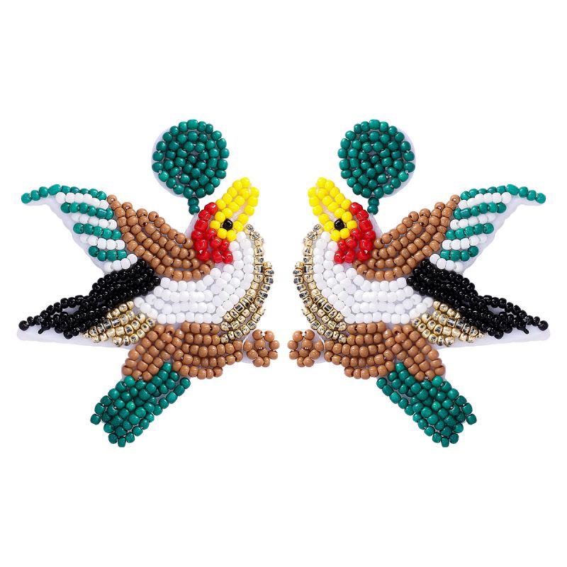 Fashion The Bird Geometric Bead Woven Bird Earrings