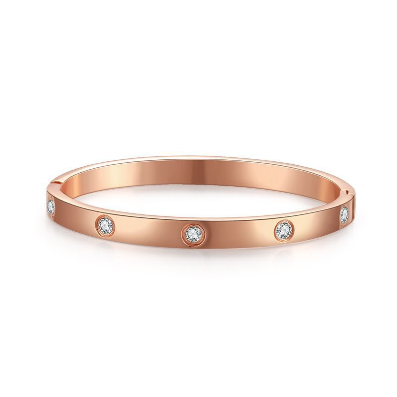 Fashion Rose Gold Alloy Diamond Geometric Bracelet