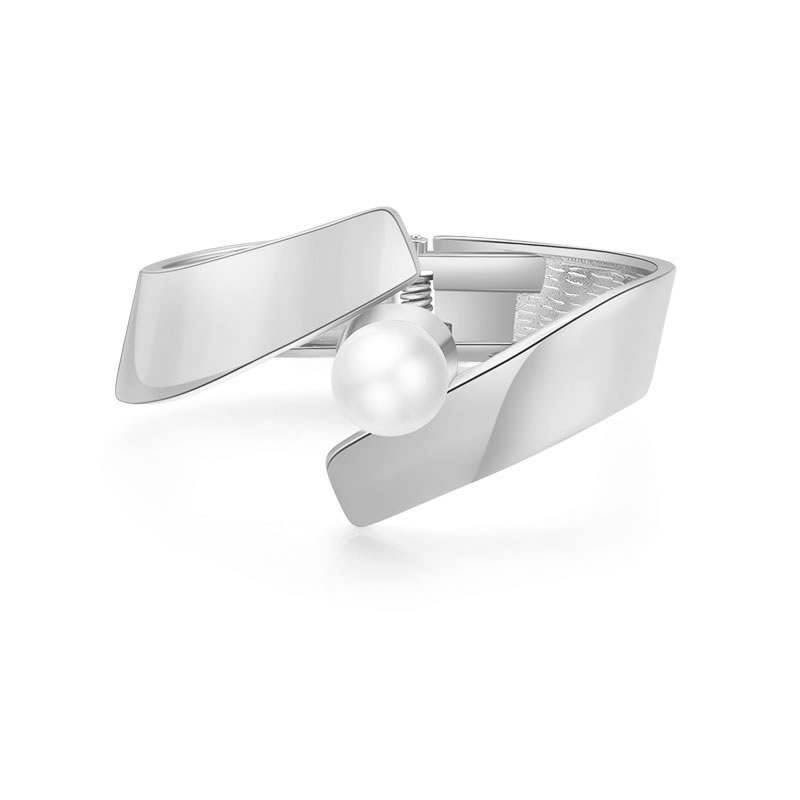 Fashion Silver Metal Pearl Cuff Bracelet