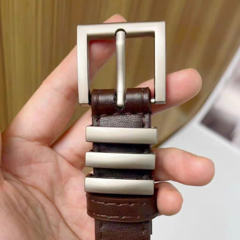 Fashion Brown Faux Leather Pin Buckle Three-ring Wide Belt
