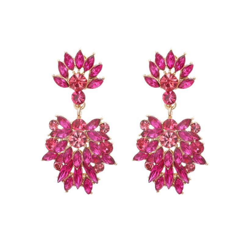 Fashion Rose Red Alloy Diamond Geometric Earrings