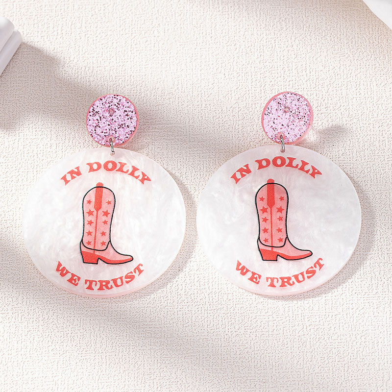 Boots Acrylic Boot Round Earrings