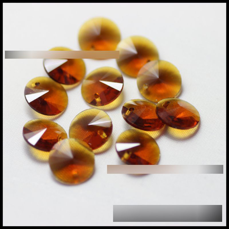 Fashion Deep Amber 50 Pieces Single Hole Satellite Round Crystal Diy Accessories
