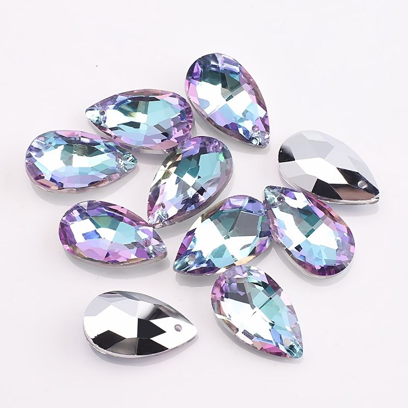 Fashion Pink Purple 20 Pieces Drop-shaped Crystal Diy Accessories