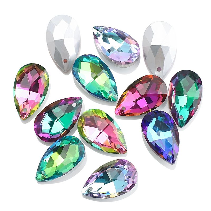 Fashion Bottom-plated Mixed Colors 20 Pcs Drop-shaped Crystal Diy Accessories