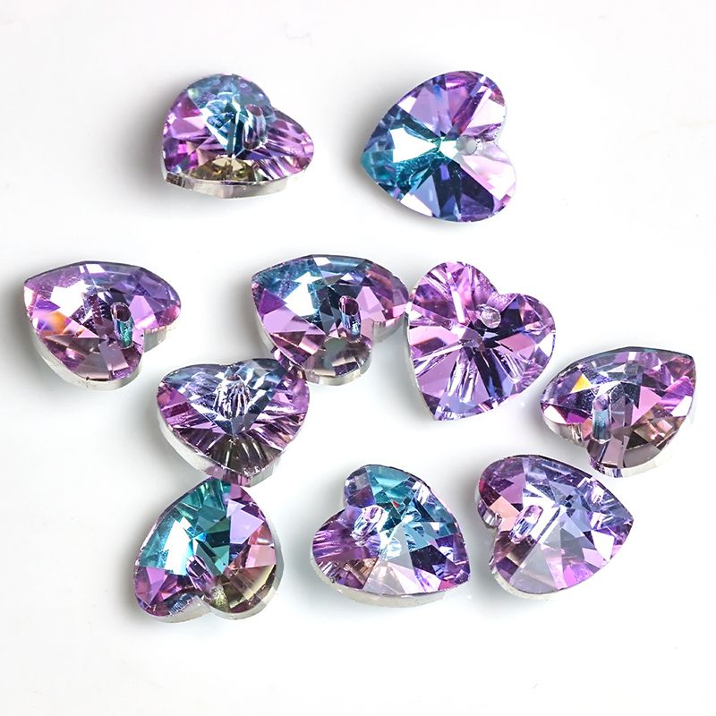 Fashion Pink Purple 14mm Hearts 20pcs Love Crystal Diy Accessories