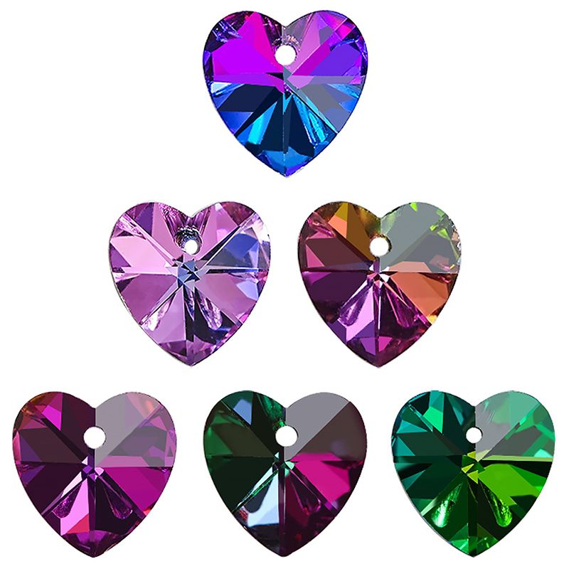 Fashion Bottom-plated Mixed Color 14mm Hearts 20pcs Love Crystal Diy Accessories