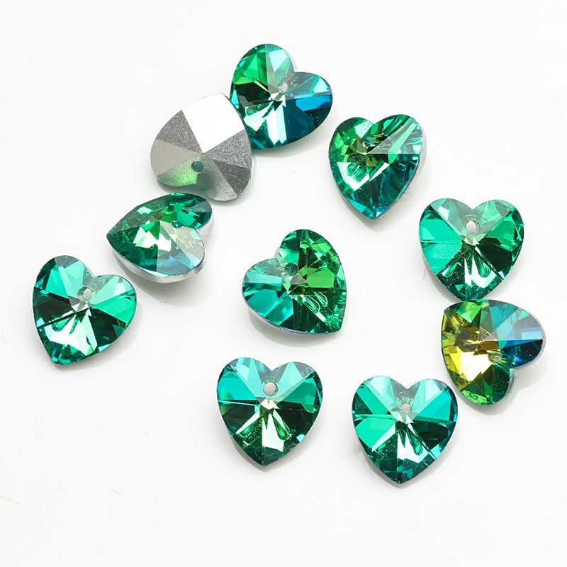 Fashion Green Light 10mm Hearts 20pcs Love Crystal Diy Accessories