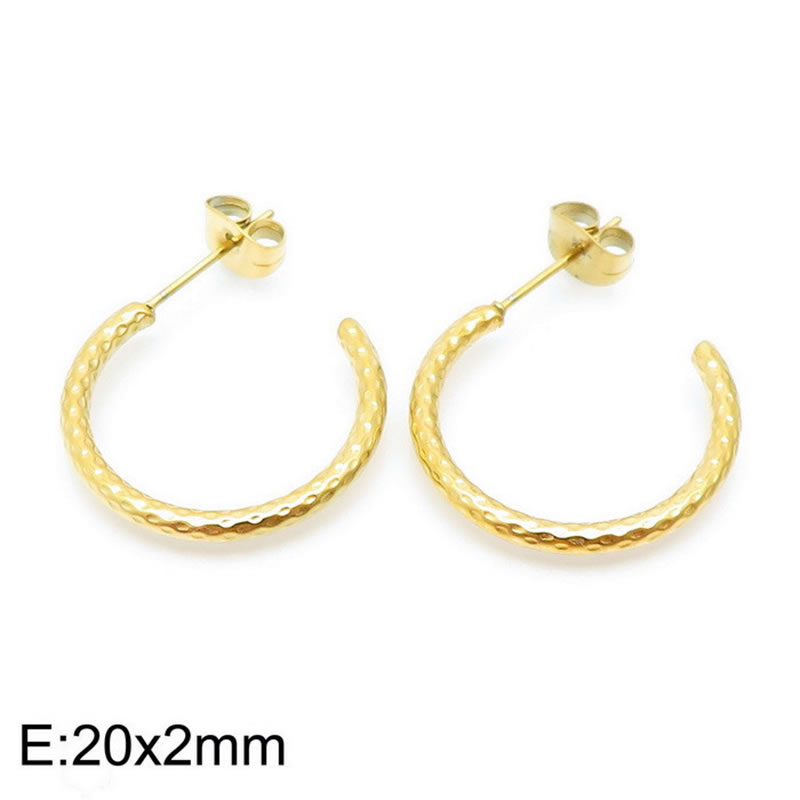 Fashion Gold-2 Titanium Steel Geometric Beat Earrings