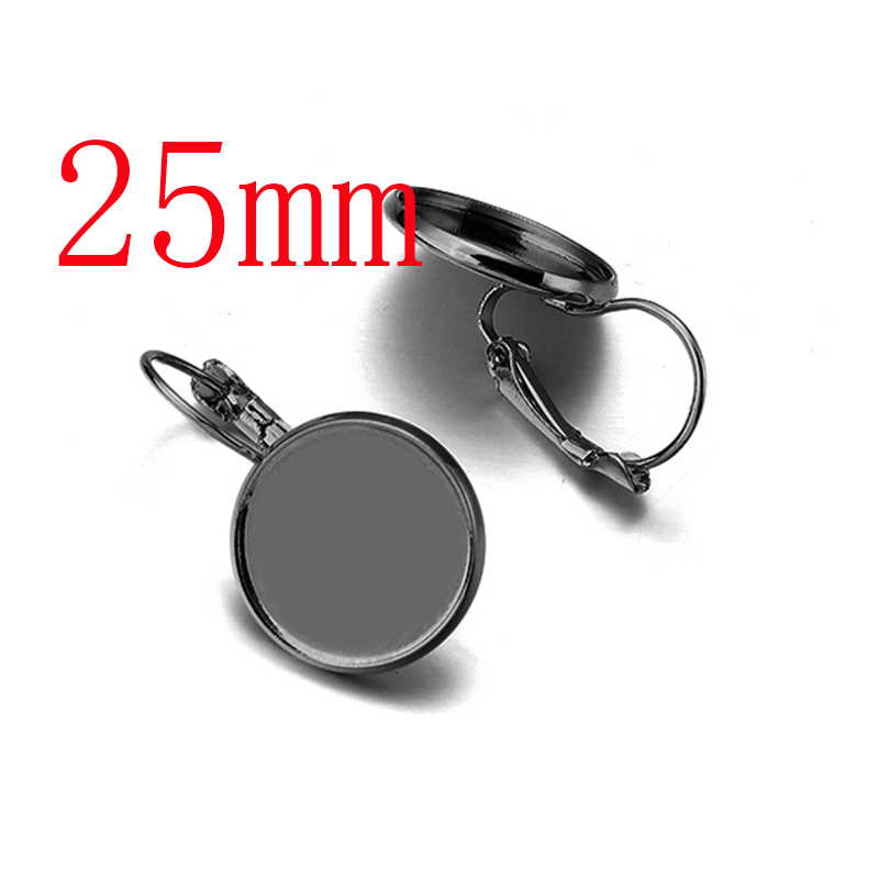 Gun Black 25mm Copper Round Tray Diy Earring Accessories