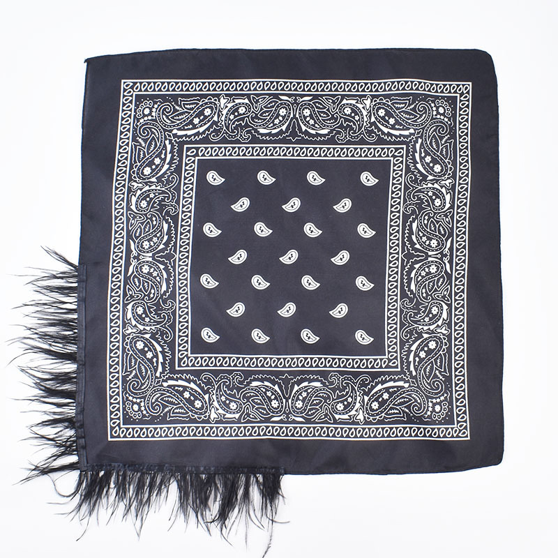 Fashion Black Polyester Feather Print Scarf