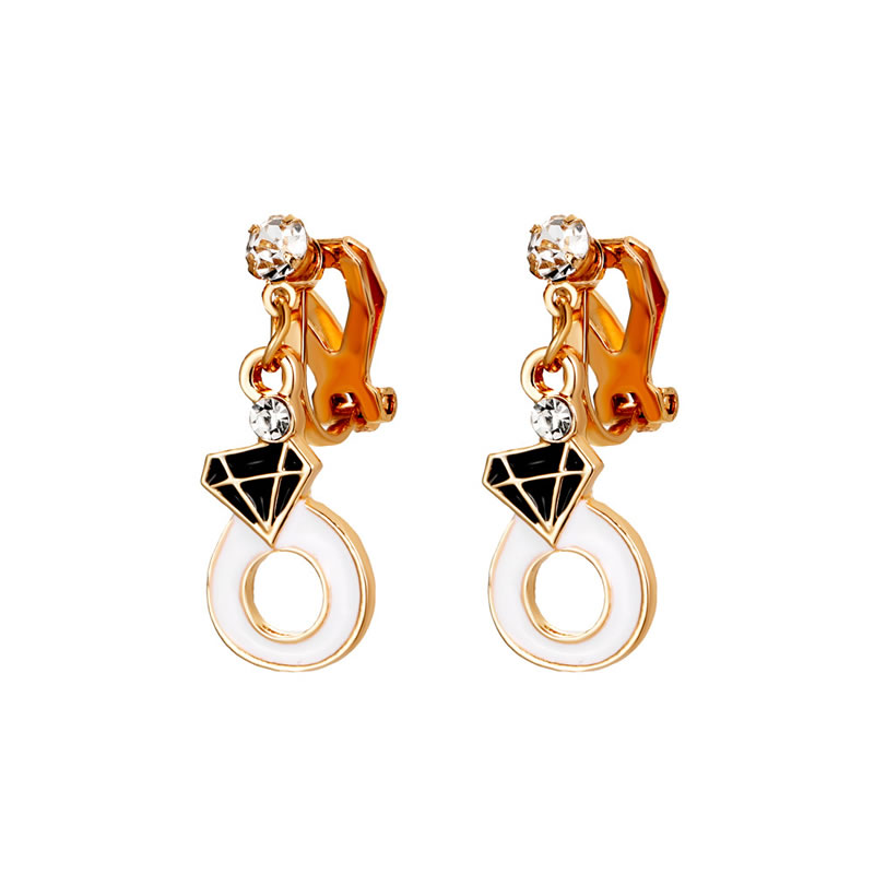 Fashion Oil Drop Diamond Alloy Diamond Drop Oil Diamond Clip Earrings