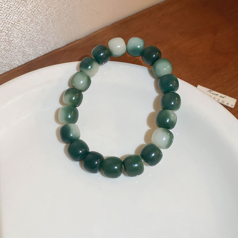 Fashion 58# Bracelet - Green Beads Alloy Beaded Bracelet