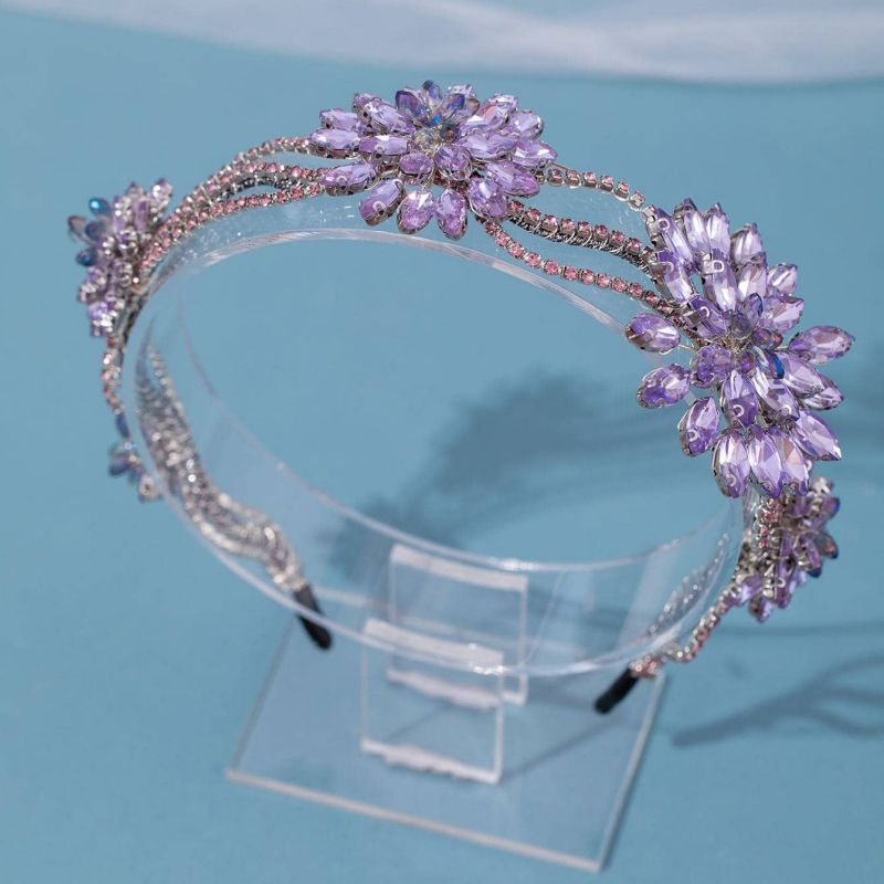 Fashion Purple Geometric Diamond Flower Headband