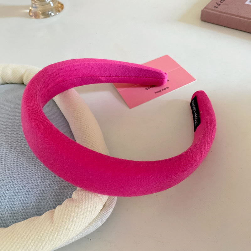 Fashion Headband - Light Pink Fabric Glossy Wide Brim Headband