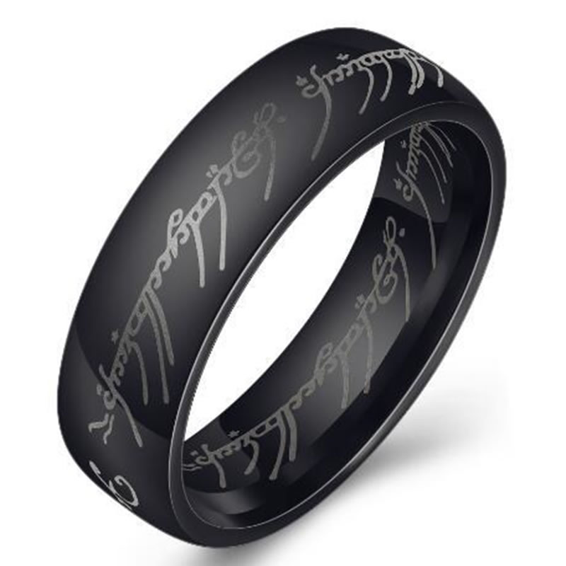 Fashion Black Stainless Steel Alphabet Ring