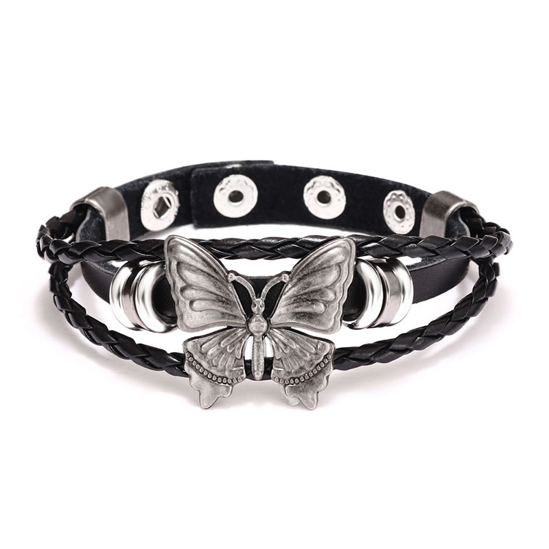 Fashion Bracelet Pu Rivet Soft Leather Butterfly Bracelet