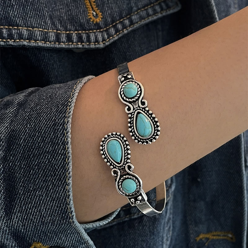 Fashion 1# Alloy Turquoise Geometric Cuff Bracelet
