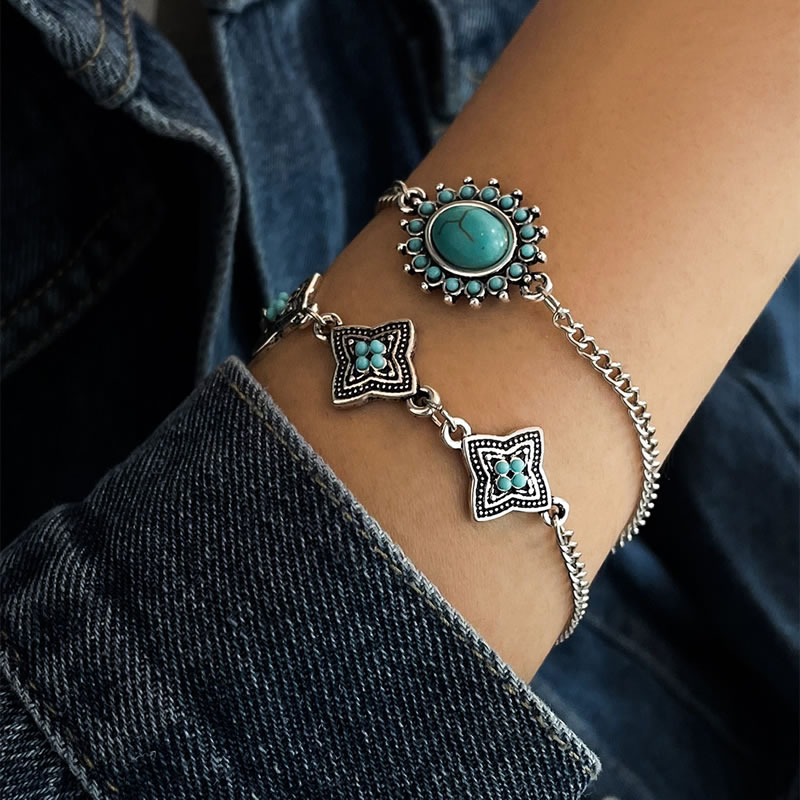 Fashion 2# Alloy Turquoise Geometric Bracelet Set