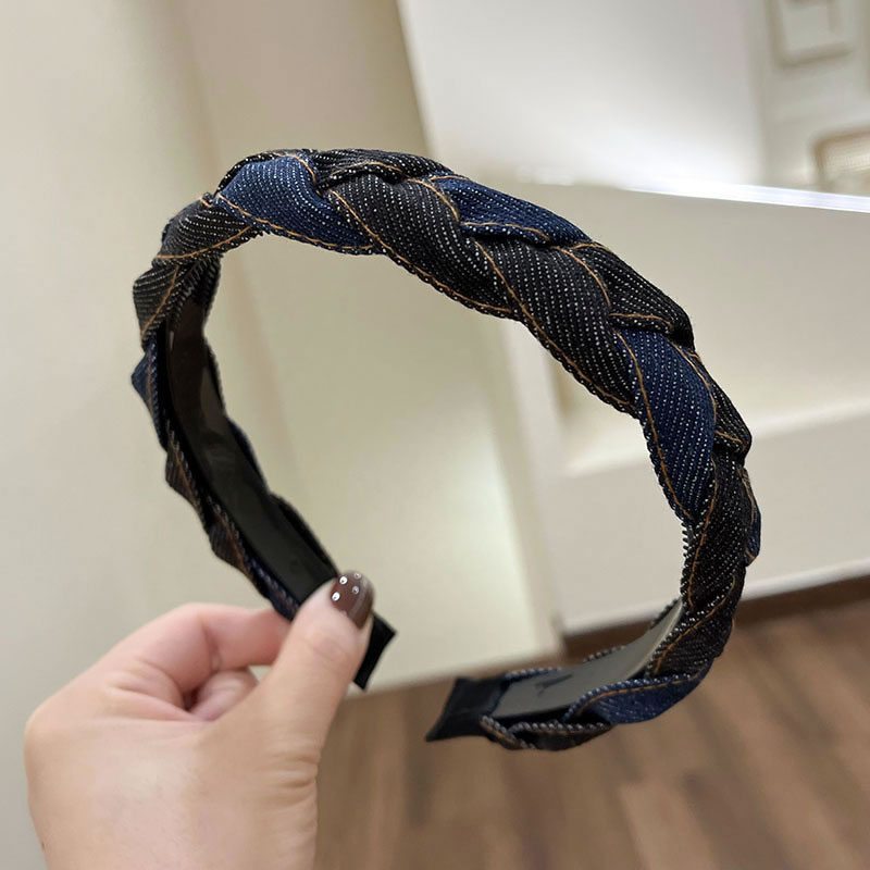 Fashion Black Denim Braid Braided Headband