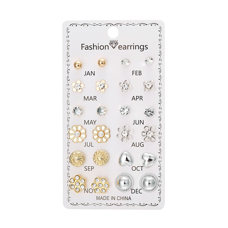 Fashion 8# Alloy Diamond Geometric Earring Set