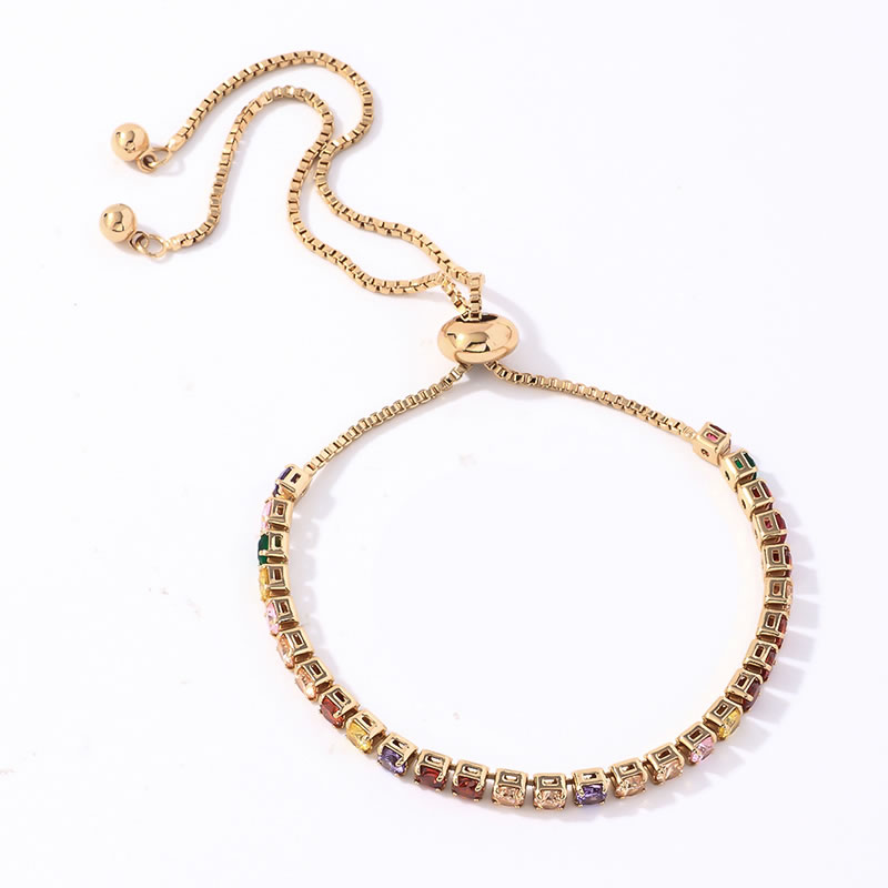 Fashion 3# Copper And Zirconia Geometric Bracelet