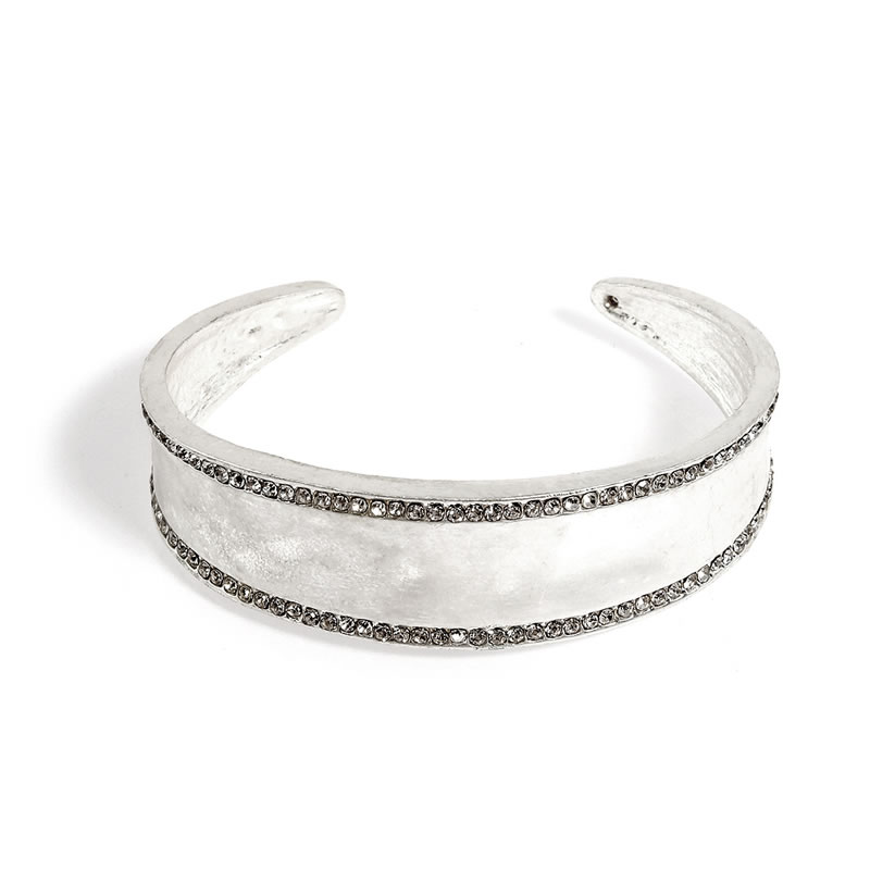 Fashion White Alloy Diamond Geometric Cuff Bracelet