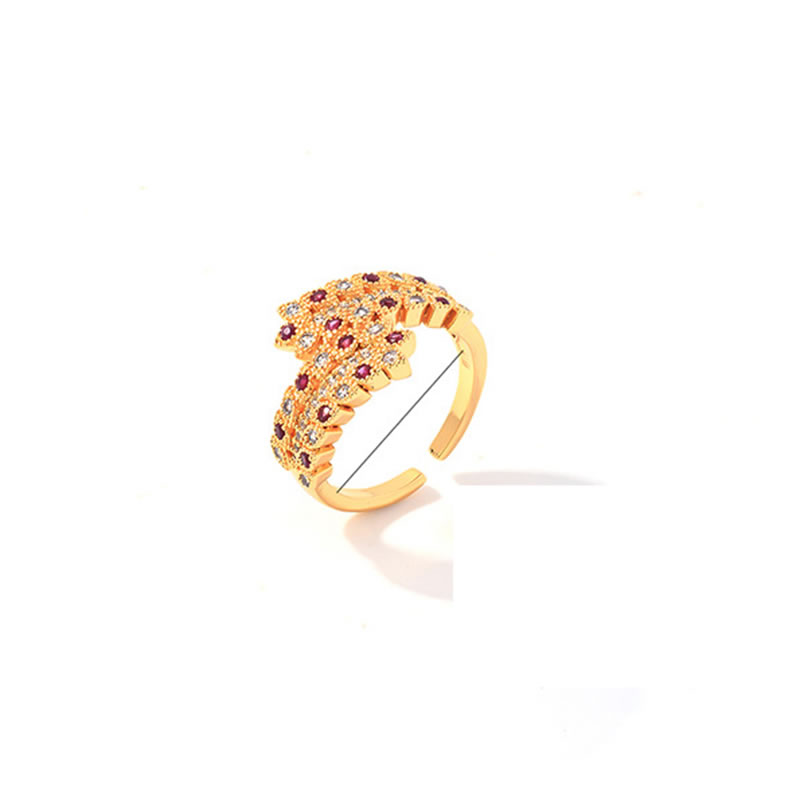 Fashion Ring 3 Brass Zirconia Geometric Split Ring