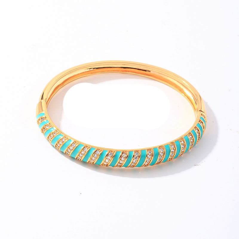 Fashion 3# Gold-plated Brass And Diamond Drop Oil Geometric Bracelet