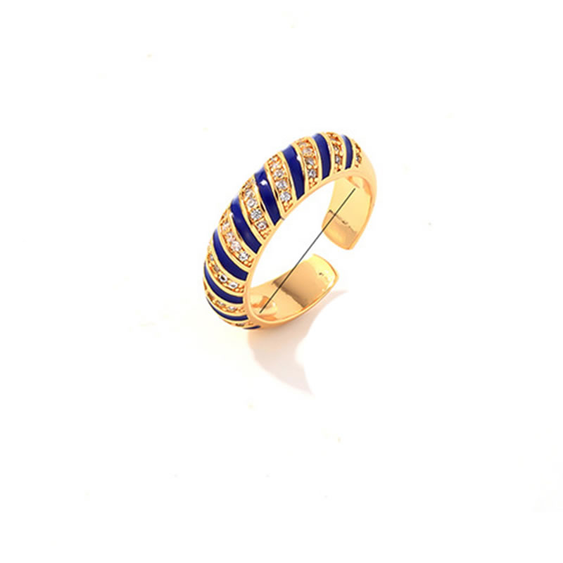 Fashion 5# Gold-plated Brass And Diamond Drip Geometric Ring