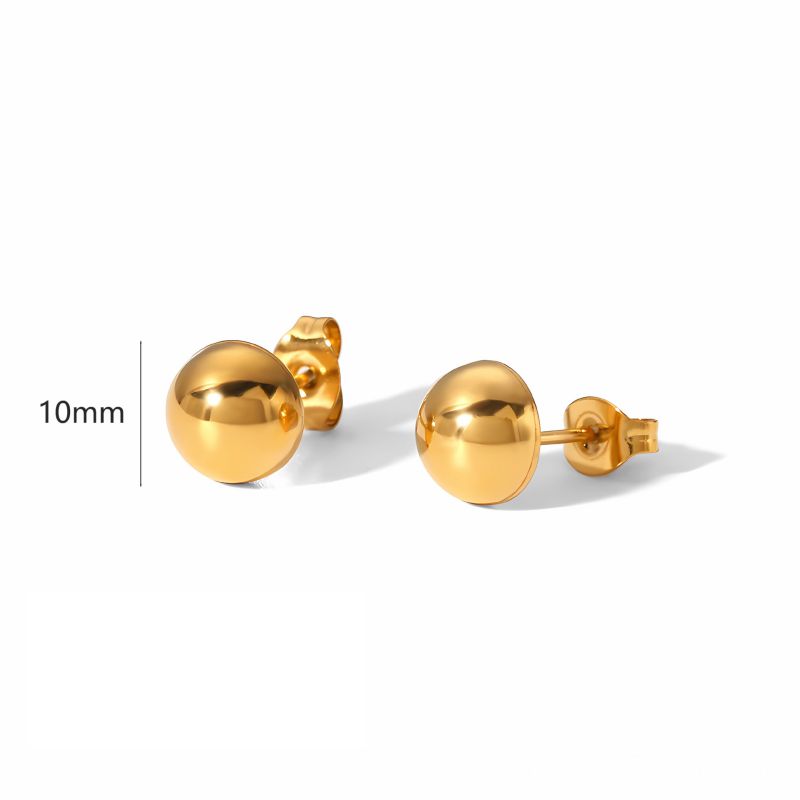 Fashion 1# Stainless Steel Gold Ball Stud Earrings