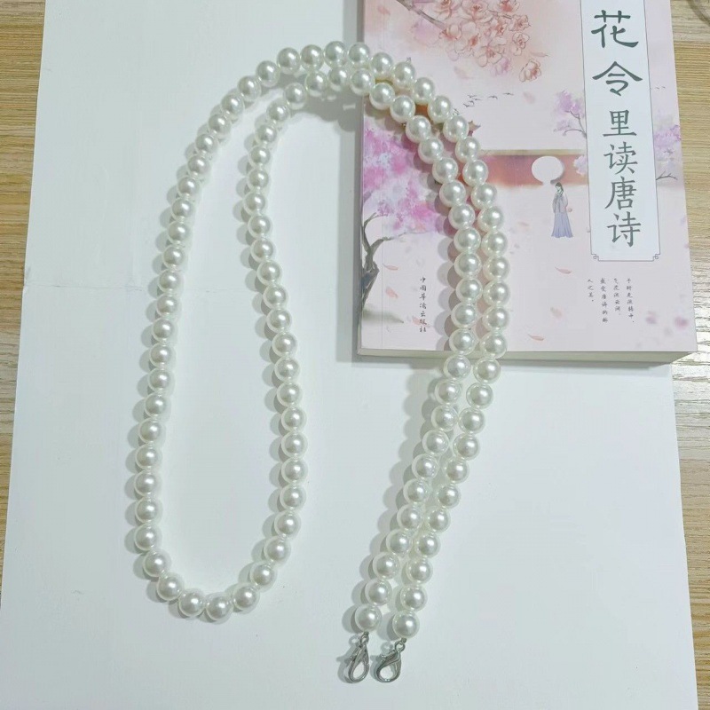 Fashion 12mm Pearl + Silver Lobster Clasp 20cm Suitable For Hand Small And Large Pearl Beaded Bag Chain