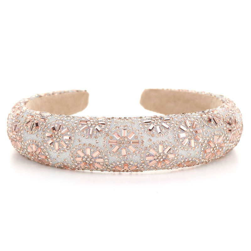 Fashion Champagne Geometric Diamond-studded Floral Headband