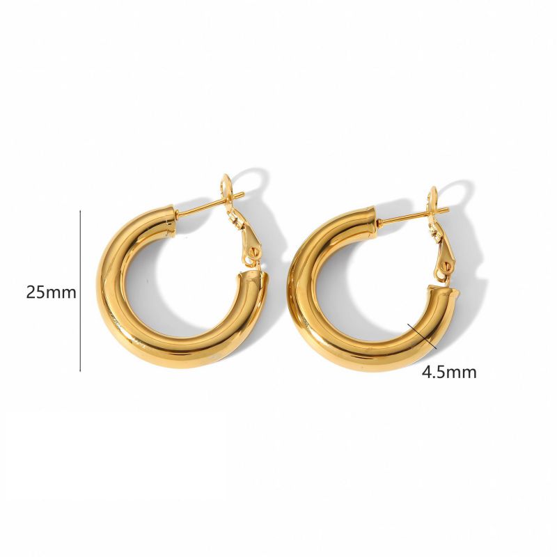 Fashion 1# Titanium Geometric Round Earrings