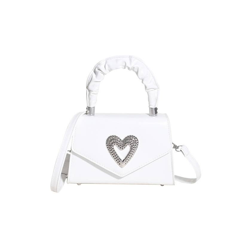Fashion White Pu Heart Flip Crossbody Bag