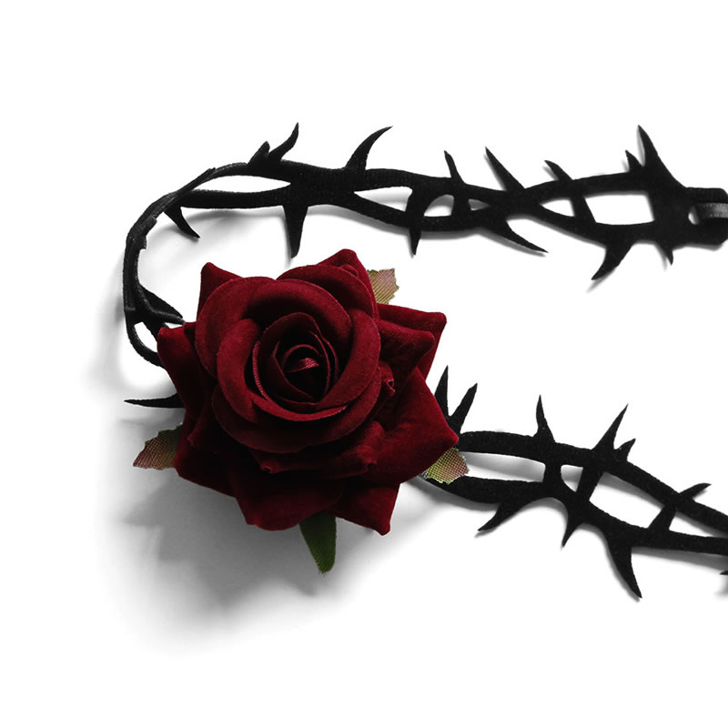 Fashion Black Rose Tie Necklace