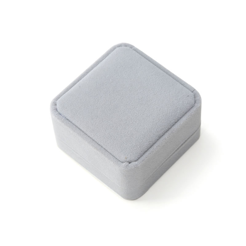 Fashion Gray Gift Box On Behalf Of Customers Flocked Square Jewelry Box