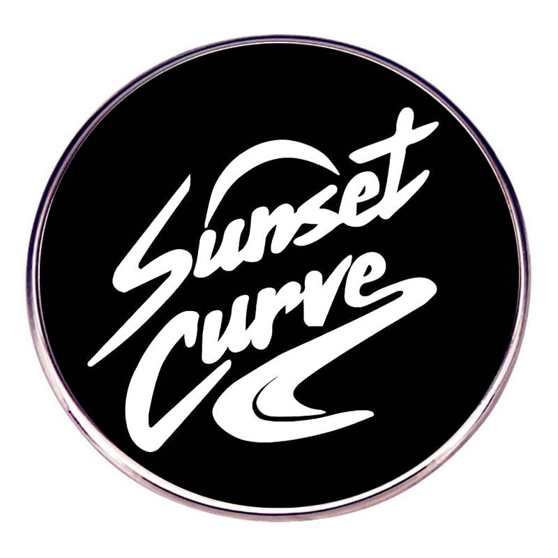 Fashion Sunset Curve Metal Geometric Print Round Brooch