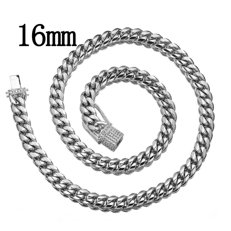 Fashion 16mm30 Inches (76cm) Stainless Steel Geometric Chain Necklace