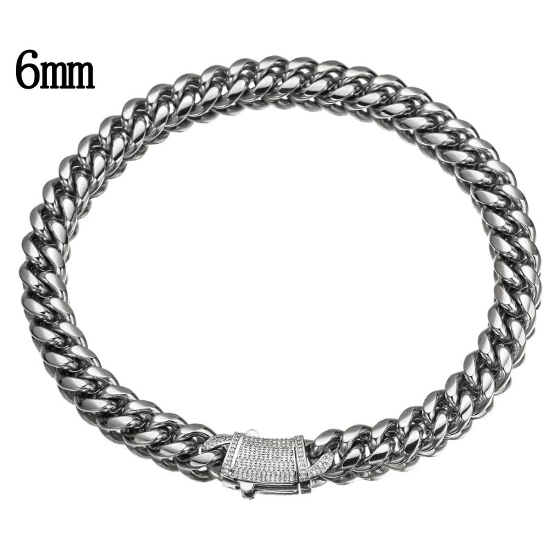 Fashion 6mm21cm Bracelet Stainless Steel Geometric Spring Clasp Men's Bracelet